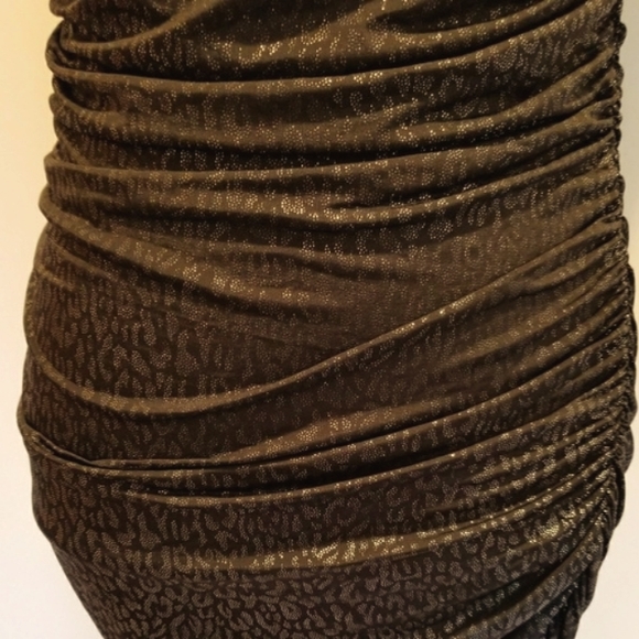 Forever 21 Asymetrical Cinched Black with Silver Shimmer Leopard Print Dress - Picture 5 of 12